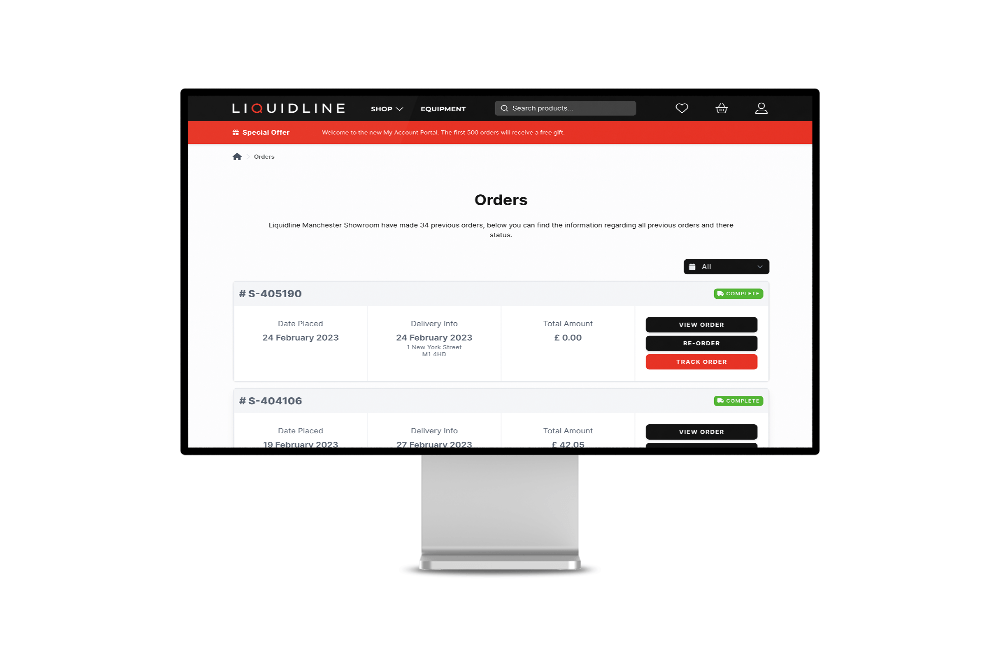 Computer screen showing order tracking page on website