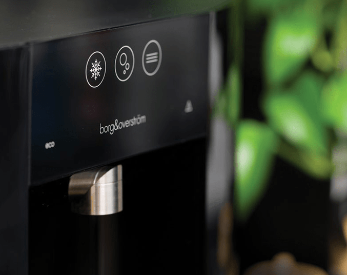 borg and overstrom water dispenser showing the touch buttons