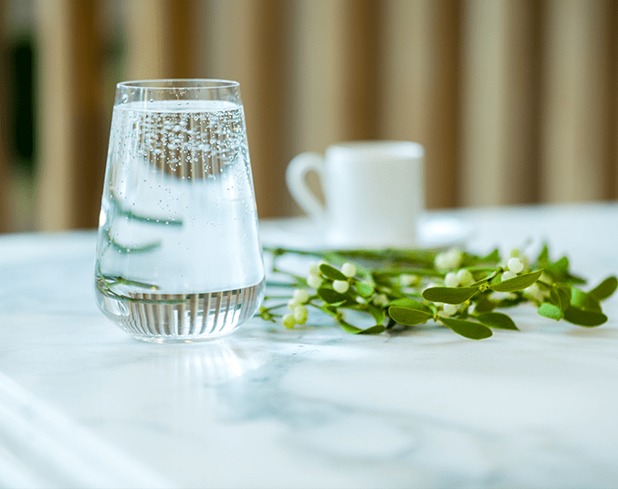 Drinking water in glass