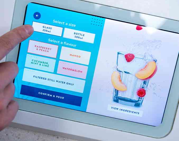 aqua libra showing the touch screen display menu