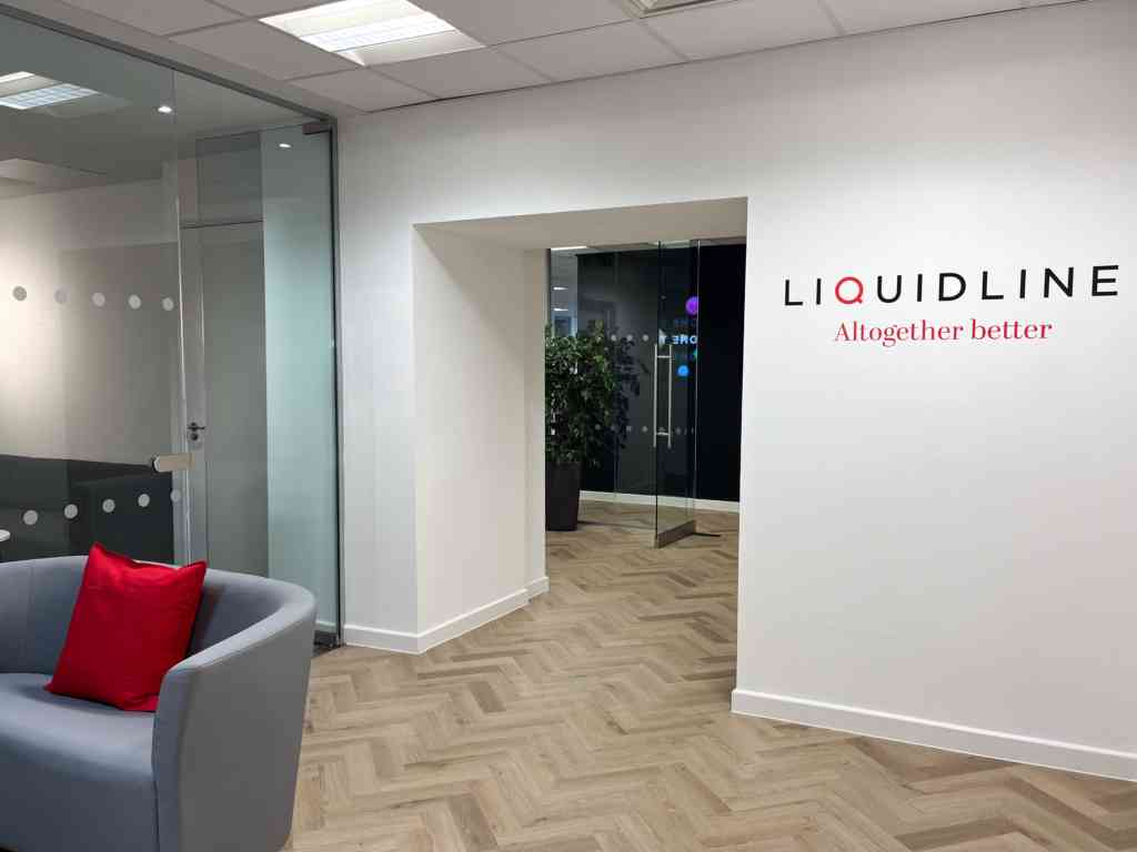liquidline logo inside of the office